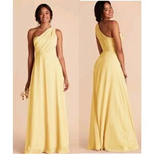 NWT Birdy Grey Kira One Shoulder Maxi Cocktail Dress Chiffon Lemon Sorbet XL